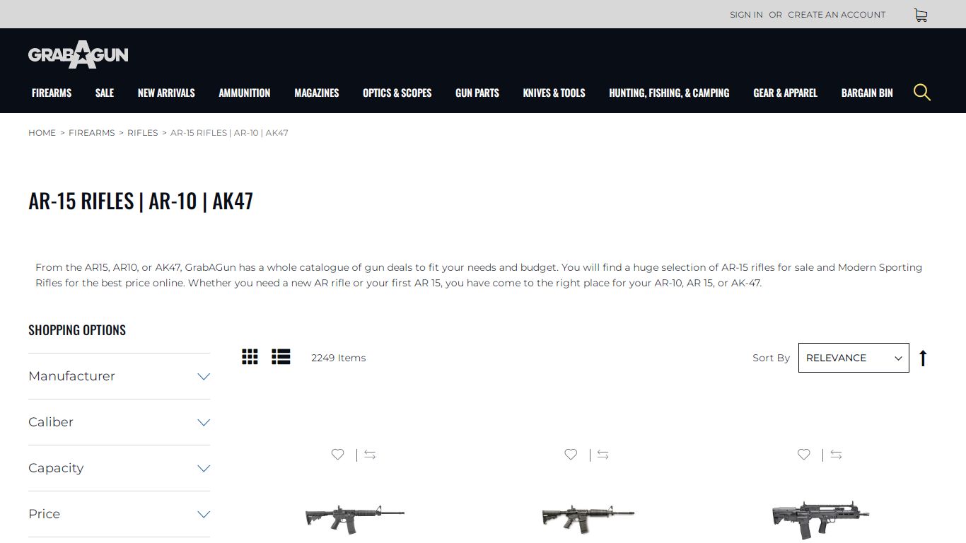 AR-15, AR-10, AK47 Rifles for Sale | Shop Firearms | GrabAGun